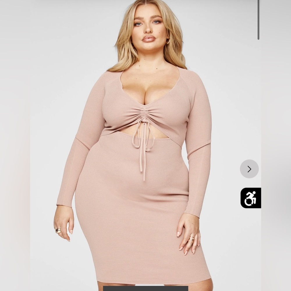 NWT Nude Ruched Cutout Midi Dress